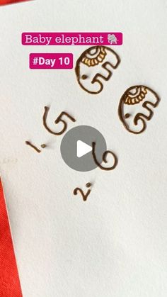 the baby elephant numbers are drawn on paper