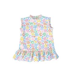 drop waist dress for girls Playful Short Sleeve Dress With Graphic Print, Playful Short Sleeve Graphic Print Dress, Playful Printed White Dress, Playful Summer Dresses With Graphic Print, Playful White Printed Dress, Cotton Dresses With Graphic Print In Cute Style, Playful Graphic Print Summer Dresses, Sleeveless Cotton Dress With Graphic Print, Cotton Graphic Print Dress For Daywear