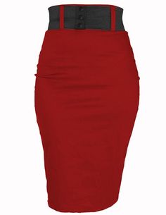 Steady Red Strut Skirt with Black Belt Rockabilly Clothes, Pinup Skirt, High Waist Pencil Skirt, 50's Fashion, Secret Closet, Pencil Skirt Outfits, Skirt With Belt, Rock Steady, Rockabilly Style