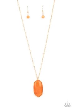 Paparazzi Elemental Elegance Orange Long Necklace Orange Necklaces, Orange Jewelry Set, Orange Necklace, Orange Stone, Silver Caps, Silver Wings, Female Clothing, Whimsical Fashion, Rock Stars