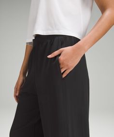 These High-Rise, Wide-Leg Crops Flow With Your Every Move For An Easy Approach To Your Daily Routine. Designed For Casual. Relaxed Fit Is Roomy Through Glutes And Thighs:sits Away From Body, Hip To Hem:intended To Sit Above Ankle. Hand Pockets With Hidden Card Sleeve. | Stretch Woven High-Rise Wide-Leg Cropped Pant Cropped Pants Women, Wide Leg Cropped Pants, Womens Capris, Card Sleeve, Lululemon Women, Daily Routine, Cropped Pants, Women Crop, Woven Fabric