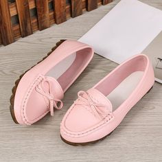 Vanessas Women's Flat Shoes Ballet Flats Moccasin Woman Butterfly-knot Slip On Soft Sole Loafers - 19black,6.5 Pink Round Toe Casual Moccasins, Pink Casual Moccasins With Round Toe, Casual Pink Moccasins With Round Toe, Pink Spring Moccasins, Pink Moccasins For Spring, Pink Spring Moccasins With Round Toe, Pink Round Toe Moccasins For Spring, Casual Pink Slip-on Moccasins, Casual Closed Toe Flats With Bow