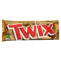 a close up of a candy bar with the word twix on it