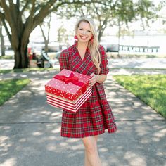 It's the holiday season, and our Portland Plaid Red Mom Dress is perfect for family photos! This long-sleeve tiered dress in festive plaid features a flowy, relaxed fit. Coordinate with your little ones from our Portland Plaid collection for a picture-perfect holiday look! Size runs large. Plaid Christmas Holiday Dress, Plaid Dresses For Fall Holiday, Plaid Dress For Christmas Holiday, Boys Belt, Girls Thanksgiving, Magnolia Baby, Christmas Pjs, Street Kids, Beach Birthday