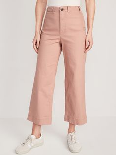 Online exclusive! The extra high-waisted Sky-Hi ankle pants you love, now with an insta-cool wide leg! With a 1" higher rise than our standard high-waisted pants, these take the wide-leg trend to new heights.   Straight extra high-rise waistband, wit Classic Relaxed Fit Bottoms With Button Zip Fly, Chic Straight Leg Bottoms With Button Zip Fly, Cropped Leg Bottoms With Button Zip Fly For Fall, High Waist Relaxed Fit Bottoms With Belt Loops, Mid-rise Bottoms With Patch Pockets For Fall, Chic Mid-rise Bottoms With Button Zip Fly, High Waist Bottoms With Button Zip Fly For Workwear, Casual Wide Leg Bottoms With Button Zip Fly, Fall Wide Leg Bottoms With Button Zip Fly