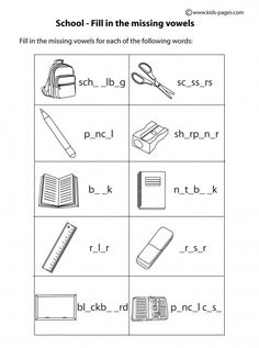 a worksheet for the missing words