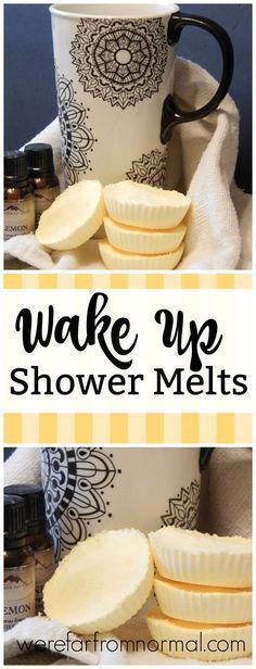 An uplifting combination of essential oils will help you get up and moving in the morning. These are easy to make and wonderful to use! Shower Melts, Savon Diy, Diy Kosmetik, Diy Spa, Homemade Bath Products, Shower Steamers, Diy Body, Diy Health, Mason Jar Diy