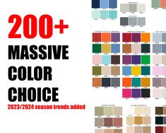 a poster with the words 200 + massive color choice