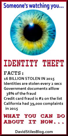 an advertisement for someone's watching you identity thief, which is in red and blue