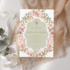 Beautiful Pink Flower Catholic Baptism