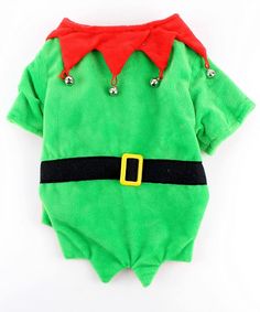 an image of a green elf costume on a white background