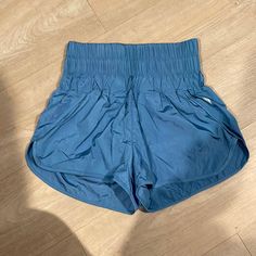 Size Xs Worn Once Brand New Like Condition Blue/Teal Color Blue Activewear Shorts With Pockets, Blue High-waisted Athletic Shorts With Pockets, Blue Activewear With Pockets And Short Legs, Blue Activewear With Elastic Waistband, Blue Activewear With Elastic Waistband In Short Length, Blue Summer Activewear With Pockets, Blue Athleisure Shorts With Pockets, Blue Stretch Athletic Shorts For Summer, Blue High-waisted Shorts Activewear For Spring