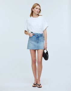 Denim Crossover-Waist Mini Skirt in Ladson Wash Madewell Skirt, Summer Capsule, Fall Boots, Summer Capsule Wardrobe, Denim Details, Madewell Denim, Boots Fall, Denim Mini, Denim Mini Skirt