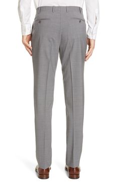 Stretchy wool with a rich texture elevates charming Italian trousers in a classic flat-front cut. Style Name:Canali Flat Front Classic Fit Solid Stretch Wool Dress Pants. Style Number: 5614193. Wool Flat Front Bottoms For Workwear, Wool Business Casual Suits With Tapered Leg, Tailored Wool Suits With Tapered Leg, Wool Tapered Leg Business Casual Suit, Wool Tapered Leg Suits For Business Casual, Elegant Gray Wool Pants, Elegant Wool Bottoms For Business Casual, Wool Straight Leg Business Casual Suit, Slim Fit Wool Bottoms For Office