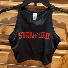 Bought At The University While At A Camp! Can Be Worn As Crop Tank Or A Sports Bra! Casual Sports Crop Top With Letter Print, Sleeveless Sports Crop Top With Letter Print, Sleeveless Letter Print Crop Top For Sports, Casual Workout Crop Top With Letter Print, Fitted Cotton Tank Top For Sports Season, Fitted Cotton Tank Top For Sports, Sporty Crop Top For College In Spring, Sporty Crop Top With Letter Print For Workout, Sporty Fitted Tank Top With Letter Print