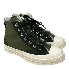 Converse Chuck 70 Shoes For Women Casual Khaki Canvas High Top Sneakers A05055c Brand New With Box No Lid. 100% Authentic! For Creatives Of All Walks Of Life Who Seek Classic Style With Modern Comfort Updates, Our Best-Ever Chuck 70 Remains Evergreen. This Edition Celebrates The Timeless Status Of The Icon Through A Multi-Green, Winter-Friendly Mix Of Colors And Materials. Premium Canvas And Suede Overlays Come Together With A Sherpa-Backed Tongue And Collar Liner To Help Lock In The Heat To Hel Functional Green High-top Sneakers With Round Toe, Green Functional High-top Sneakers With Round Toe, Sporty Flat Skate Shoes With Laces, High-top Outdoor Sneakers, Functional Green Lace-up High-top Sneakers, Custom High-top Sneakers With Speckled Midsole For Outdoor, Green High-top Platform Sneakers With Laces, Converse Sporty High-top Sneakers With Speckled Midsole, Green High-top Platform Sneakers With Rubber Sole