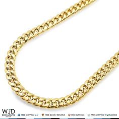 Metal Purity: 10K Length (inches): 26 Crafted in: Europe Brand: WJD Exclusives Metal: Yellow Gold Base Metal: Yellow Gold, 10k Clasp Type: Box Finish: High Polished Link Style: Miami Cuban Link Type: Hollow Width (mm): 8 Body Area: Neck Product Category: Chains & Necklaces Occasion: Any Size: one size.  Gender: male.  Age Group: adult. Cuban Chain Necklace, Miami Cuban Link Chain, Miami Cuban Link, Cuban Link Chain Necklaces, Gold Bodies, Miami Cuban, Link Chain Necklace, Chains Necklaces, Chain Choker Necklace