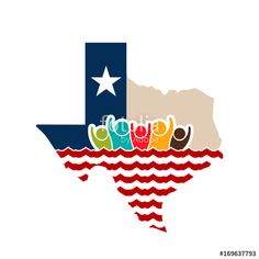 the state of texas with an american flag