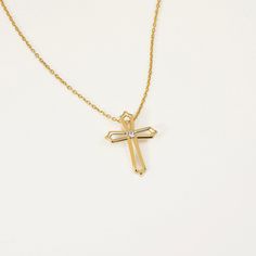 Diamond Open Cross Necklace Add a touch of elegance to your look with our Diamond Open Cross Necklace in 14K Gold. This beautifully crafted piece features a stunning diamond-studded cross pendant that hangs gracefully from a delicate gold chain. Perfect for any occasion, this necklace is a must-have for any jewelry collection. Shop now and experience the beauty of fine craftsmanship. You'll have: 14k solid gold handcrafted necklace 100% US sourced jewelry Size Material: 14k Solid Gold Diamond Ty Handcrafted Necklace, Diamonds And Gold, Exquisite Jewelry, Real Diamonds, Sparkle Diamonds, High Quality Jewelry, Diamond Studs, Cross Pendant, Gold Chains