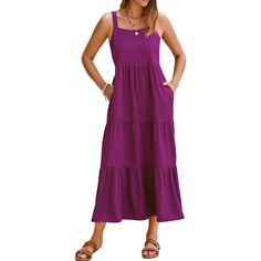 Size - S=Us 4-6, M=Us 8-10, L=Us 12-14, Xl=16-18,True To Size,See Details In Description. Features - Adjustable Tank Straps,Square Neckline,Gorgeous Midi Dress,Flowy Swing Hem,Relax Fit,Pockets Sides,The Tiered Design Makes It So Flowy Occasion - Long Beach Dress Is Perfect For Beach, Travel, Work, Cruise, Daily, Party, Run Errands, Tea Party, Etc. Easily Dress Up Or Down. Pair It With Sandals, Slippers Or High Heels For Casual Or Feminine Look Highlights - The Summer Flowy Maxi Dress Features A Midi Dress Flowy, Alfred Sung Bridesmaid Dresses, Women's Summer Dresses, Spring Maxi Dress, Long Beach Dress, Dress Flowy, Sandals Slippers, Flowy Maxi Dress, Travel Work