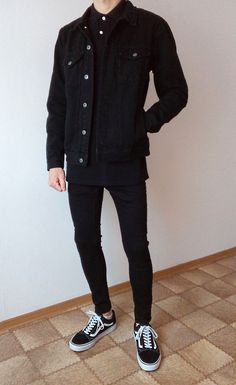 Man Vans Outfit, Black Polo Outfit Men, Black Jeans Outfit Mens, How To Wear Vans, Party Outfit Men