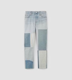 Trendy High Rise Patchwork Jeans, Trendy Straight Leg Patchwork Jeans, Trendy Straight Leg Flare Jeans With Patchwork, High Rise Patchwork Flare Jeans, Spring Patchwork Straight Leg Jeans, Spring Patchwork Straight-leg Jeans, Fall Patchwork Straight Leg Jeans, Spring Cropped Jeans In Recycled Denim With Straight Hem, Trendy Faded Recycled Denim Jeans