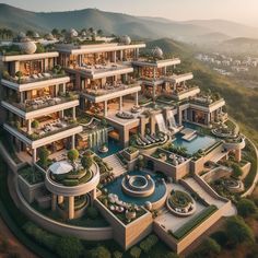 an aerial view of a luxury home in the hills