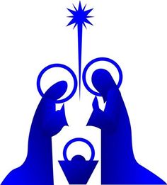 the nativity scene is depicted in blue