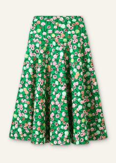 Cotton Poplin Lantana Print Maxi Skirt | ME+EM Green Skirt For Spring Garden Party, Relaxed Multicolor Floral Print Skirt, Multicolor Floral Print Skirt For Garden Party, Vibrant Multicolor Floral Print Skirt, Green Full Skirt For Spring, Green Flared Skirt With Floral Print, Playful Flowy Skirt For Spring, Green Skirt For Garden Party, Multicolor Long Skirt For Garden Party