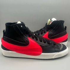 Nike Blazer ‘77 **Crimson** Men’s Size: 12 Brand: Nike Style: Mid Top Color: Black/Red Condition: New Details: 2022 **Missin Lid **Dd3311-001 Us - 12 Uk - 11 Cm - 30 Eur - 46 Any Questions, Please Ask!! One Stop Shop Tx Red High-top Sneakers With Rubber Waffle Outsoles, Red High-top Sneakers With Rubber Waffle Outsoles For Sports, Red Basketball Shoes With Rubber Waffle Outsoles For Streetwear, Red Skate Shoes With Rubber Waffle Outsoles For Streetwear, Retro Red Basketball Shoes With Rubber Sole, Retro Black Basketball Shoes With Rubber Sole, Retro Black Custom Sneakers For Sports, Black Retro Custom Sneakers For Sports, Nike Mid-top Sneakers With Rubber Waffle Outsoles