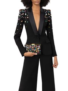 The Strass Diamonds Blazer Pant Suit for women is a sophisticated and elegant tuxedo trouser suit that will elevate any outfit and make you stand out in a crowd. The unique beaded details add a touch of glamour and sparkle, making this suit a must-have for any fashion-forward woman. Elevate your style and stand out in the crowd with the sophisticated and elegant women's pant suit . The unique beaded details add a touch of glamour and sparkle, making it a must-have for any fashionista. This tuxed Tailored Womens Suits, Tuxedo For Woman, Pant Suit For Women, Women Tuxedo, Pantsuit For Women, Beaded Blazer, Gowns Couture, Evening Suit, Pant Suits For Women