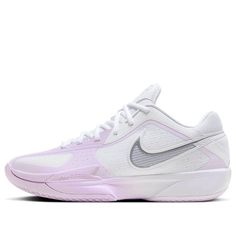 the nike air zoom low is available in white and light purple, with silver accents