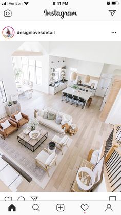 an aerial view of a living room and dining room from the top down on instagram