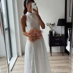 Rare Sold Out Cotton Chic Embroidered Party Maxi Dress, Chic Embroidered Maxi Dress For Party, Chic Sleeveless Embroidered Dress For Party, White Embroidered Lace Party Dress, White Embellished Embroidered Party Dress, White Embroidered Lace Dress For Party, White Lace Patchwork Maxi Dress For Party, Chic Embellished White Maxi Dress, Chic White Embellished Maxi Dress