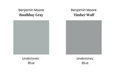 three different shades of gray and white with the names below them in black, blue, and red