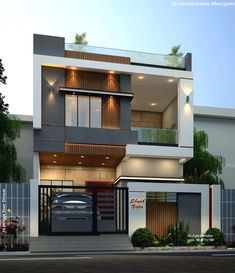 Front elevation, 3d home. 20 feet front elevation Office Elevation, Indian House Exterior Design, House Structure Design, Modern Elevation, House Roof Design