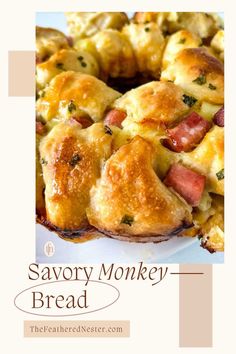 an image of Savory Monkey Bread and a text at the bottom that says Savory Monkey Bread. Savory Monkey Bread, Easy Breakfast Dishes, Gluten Free Brunch Recipes, Healthy Brunch Recipes