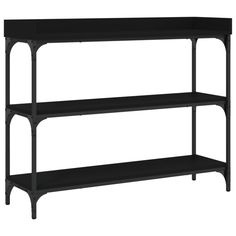 a black shelf with three shelves on each side and one shelf below the shelf is empty