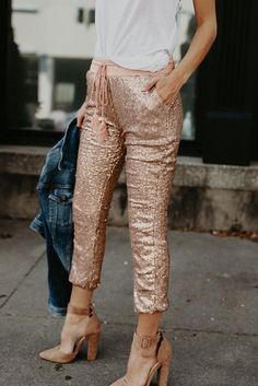 Sequined Tassel Trousers Diy Sequin, Glitter Leggings, Sequin Leggings, Tie Waist Pants, Sequin Pants, Cropped Pants Women, Solid Color Pants, Elastic Waist Pants, Tapered Pants