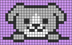 a pixellated image of a skull on purple and black squares, with white dots in the middle