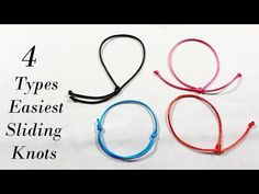 four types of elastic bands with the text, 4 types easyest sliding knotts