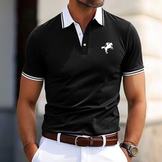 Season:Spring   Fall,Summer; Fabric:Cotton Blend; Sleeve Length:Short Sleeve; Look After Me:Wet and Dry; Gender:Men's; Style:Basic,Fashion; Elasticity:Micro-elastic; Tops Type:Pique Polo Shirt,Golf Shirt; Occasion:Casual,Business; Details:Only tops; Fit Type:Regular Fit; Pattern:Solid Color,Color Block; Design:Button; Neckline:Ribbed Polo Collar; Listing Date:07/02/2024; Quantity:1pc Tuxedo Shirt Men, Block Button, Womens Basic Tops, Mens Outdoor Jackets, Basic Fashion, Shirt Business, Cotton Linen Pants, Polo Classic, Outwear Women