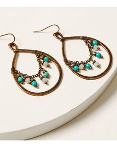 Shyanne Women's Mystic Skies Beaded Teardrop Hoop Earrings, Rust Copper Teardrop Hoop Earrings, Wire Ideas, Beaded Jewelry Earrings, Bead Earring, Boho Inspiration, Native American Style, Wire Work Jewelry, Jewelry Wire, Work Jewelry