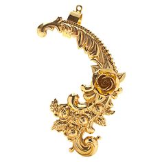 An opulent adornment to your ear. This full baroque fantasy for your ear is a royal upgrade for your auditory organ! In the back you have a stud as well an adjustable earcuff to securely hold up the piece. Made in America. Plated on Brass. Additional Information: Material: 24K Gold Dimensions: W 1.5 x L 3 x H 0.5 in Available in other finish options: Rose gold, sterling silver Fae Fashion, Dream Asthetic, Baroque Jewelry, Gold Baroque, Gold Brooch, Agate Ring, Chic Accessories, Handmade Ring, Ring Gift