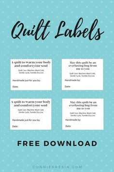 Quilt Labels you can use on your quilts to record information Embroidered Labels For Quilts, Quilting Labels Sayings, Free Printable Quilt Labels Clip Art, Memory Quilt Quotes, Printable Quilt Labels Free, Quilting Labels Ideas, Quilt Washing Instructions Printable, Quilt Labels Ideas Sayings For Grandson, Memory Quilt Labels Ideas Sayings