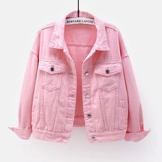 Women's Plus Size Pink Denim Jacket Spring Size TableSize(cm)ShoulderBustLengthSleeveS5010052.544M521045446L541085648XL561125850XXL581166052XXXL601206254Because of different measuring methods, there may be 1-3cm error. Long Sleeve Jean Jacket, Autumn Jacket Women, Pink Denim Jacket, Plus Zise, Casual Denim Jacket, Elegant Blazers, Vintage Denim Jeans, Cozy Coats, Denim Crop Top