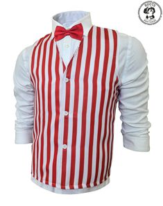 Create a classic look on a budget this Halloween with this Red and White Striped Costume Vest. Whether you're dressing as a Bartender, Rootbeer Tapper, or Barbershop Quartet, you'll look the part with this high-quality Red & White Striped Costume Vest! - Great for costumes such as a Barbershop Quartet, Bartender, or Rootbeer Tapper - 70% Polyester, 30% Cotton - Red and white striped vest with a button-up front Red Fitted Top For Costume Party, Red Top For Fall Costume Party, Red Tops For Fall Costume Party, Fitted Red Top For Halloween, Classic Red Party Tops, Classic Red Party Top, Classic Red Top For Party, Classic Red Tops For Party, Barbershop Quartet