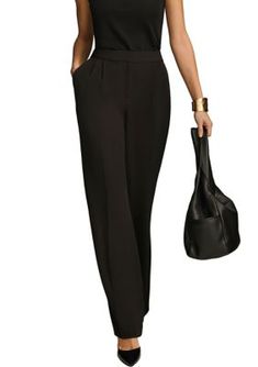 These wide-leg pants from Donna Karan will pair perfectly with your favorite blouses and posh accessories. | Donna Karan New York Women's Soft Suiting Wide Leg Pants, Black, 16 Chic Wide-leg Dress Pants, Chic Leather Pants For Business Casual, Versatile Formal Dress Pants, Chic Wide-leg Dress Pants For Office, Elegant Ankle-length Dress Pants For Evening, Versatile Formal Wide Leg Pants, Versatile Wide Leg Pants For Formal Occasions, Chic Formal Bottoms, Versatile Wide-leg Formal Dress Pants