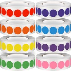 multicolored polka dot tape on white background