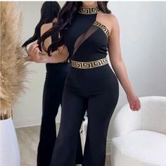 Beautiful Jumpsuit New Never Worn ; It’s Big For Me Size Medium / Large . Formal Black Jumpsuit, Beautiful Jumpsuits, Club Wear, Jumpsuit Party, M Pants, Black Jumpsuit, Wearing Black, Elegant Woman, Pant Jumpsuit